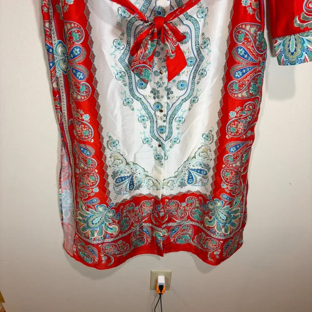 Zara Multicolor Printed Button Up Maxi Midi Shirt Dress - Picture 10 of 16